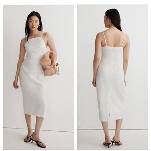 Madewell Goldie Midi Dress in 100% Linen White